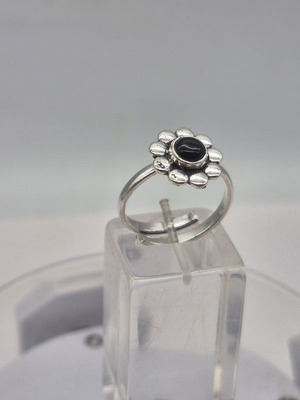 Black Tourmaline Silver Plated Adjustable Ring new