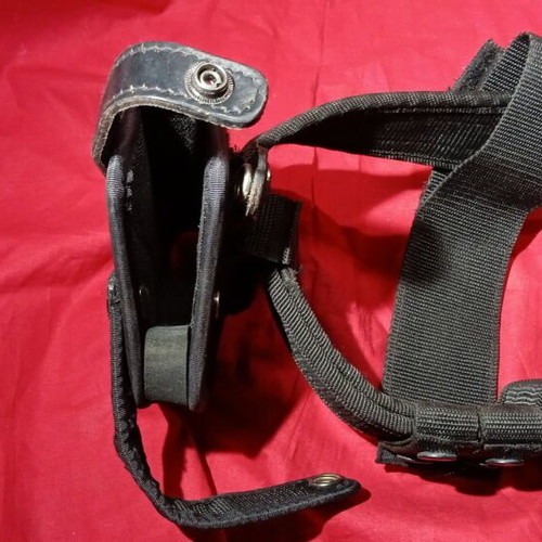 Tactical belt used, black cordura with quick-release buckle and holsters