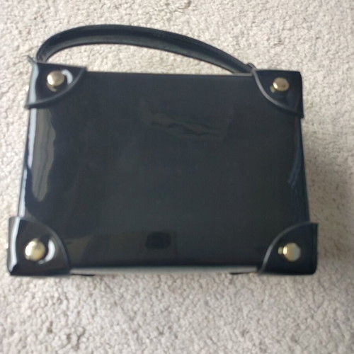 Women's black patent leather box bag like new