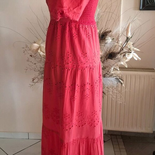 Meadow Rhodes maxi dress embroidered, like new, raspberry red