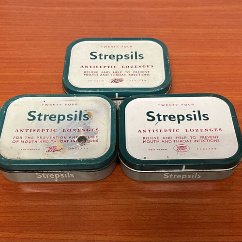 Strepsils metal boxes used, set of 3 pieces