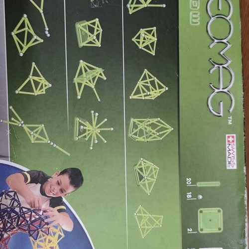 Geomag Magnetic Construction Toy used, 40 pieces, glow in the dark