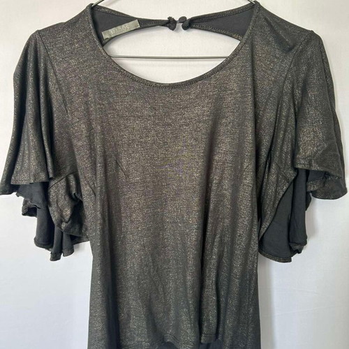 South elegant black party blouse with gold shimmer, 100% viscose, size L/XL