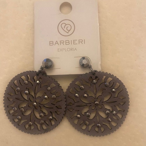 Barbieri bracelet and earrings set like new, suede texture and strass