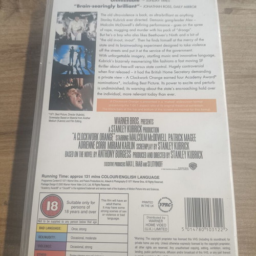 A Clockwork Orange VHS like new