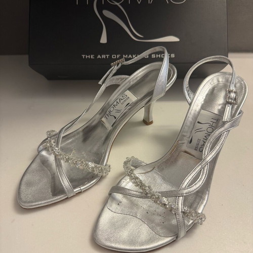 Thomas silver heels like new, size 38