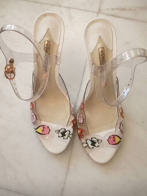Sophia Webster platform sandals size 38.5 like new white turquoise