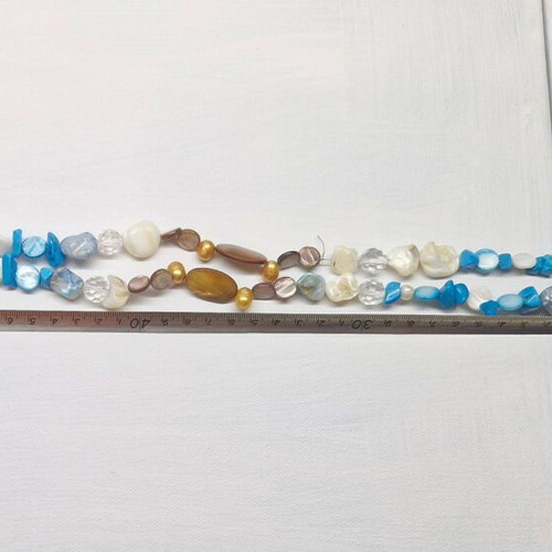 Long turquoise necklace like new with beige and brown stones 53cm
