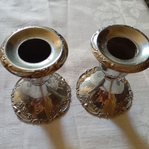 Silver plated candlesticks vintage, like new, set of 2, 7.5 cm