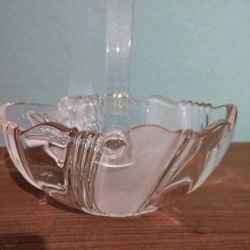 Crystal fondue bowl like new, oval with removable plexiglass handle