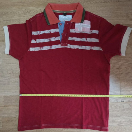 Napapijri Men's Short Sleeve Polo Medium like new, red