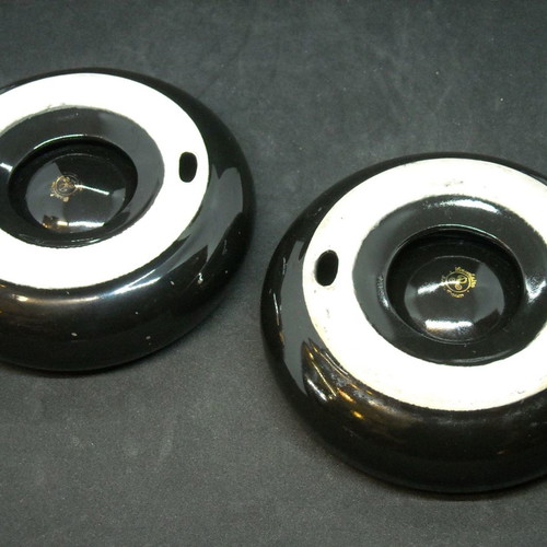 Pair of used promotional ashtrays "Champange George Goulet" porcelain