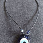 Necklace with Nazar Eye charm like new, silicone cord choker 45cm