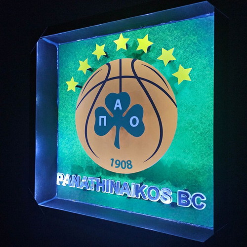 Handmade Panathinaikos BC lighted frame new