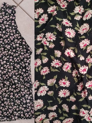Women's sleeveless floral top size L like new, black and white