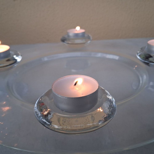 Glass plate with candle holders Eisch Germany like new