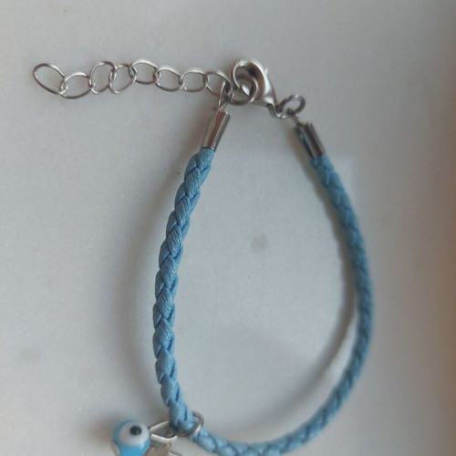Children's bracelet light blue with cross like new