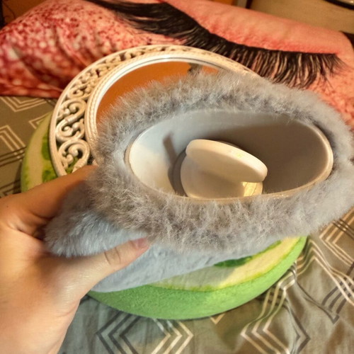 Hot water bottle with furry cover like new, cozy and warm