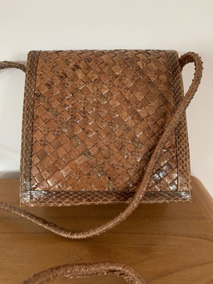 Leather snake skin crossbody bag new, rust color