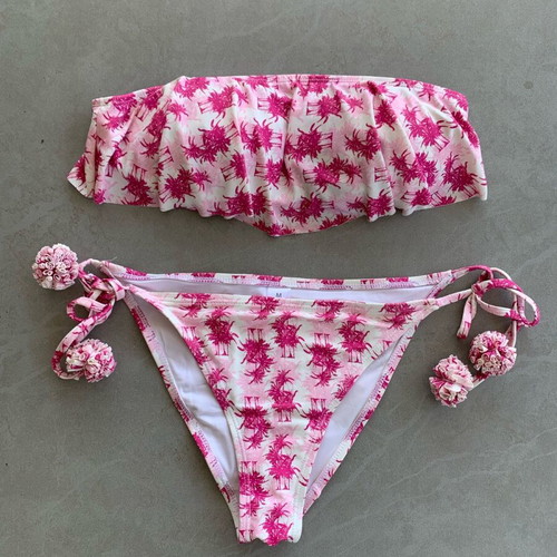 Pretty Me pink palm tree bikini set like new
