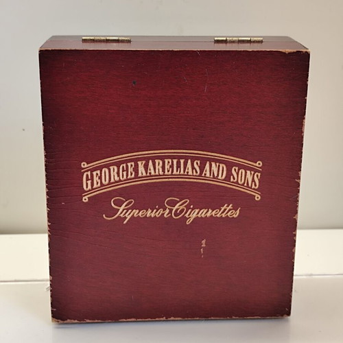 George Karelias and Sons Vintage Wooden Cigarette Case used