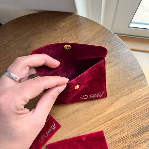 Vourakis velvet pouches pack of 3, burgundy, new