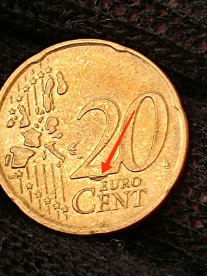 20 eurocent Nederlande 2002 used, error extra metal