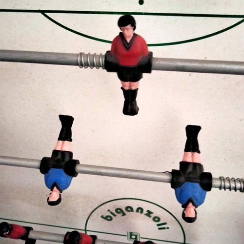 Vintage Biganzoli Junior foosball table used, 1970s-80s, made in Italy