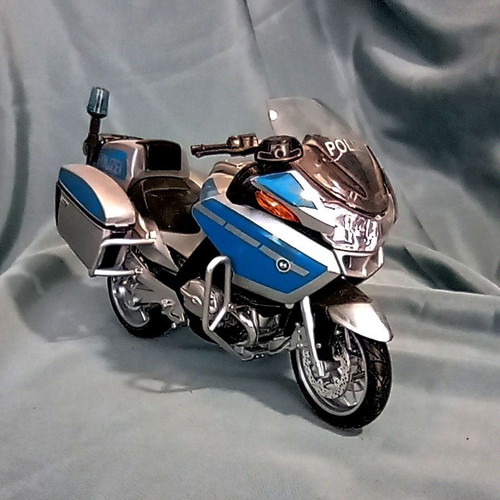 BMW Polizei Metal Motorcycle Miniature used, 17cm scale model