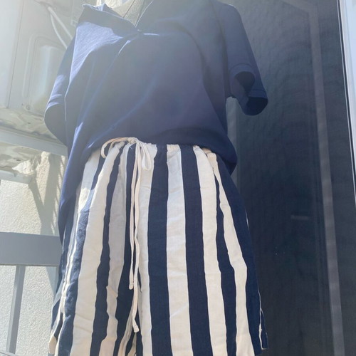 H&M pants new, size L 40 12, white and blue