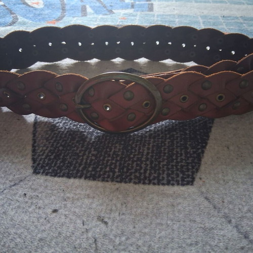 BSB leather belt used, brown with studs
