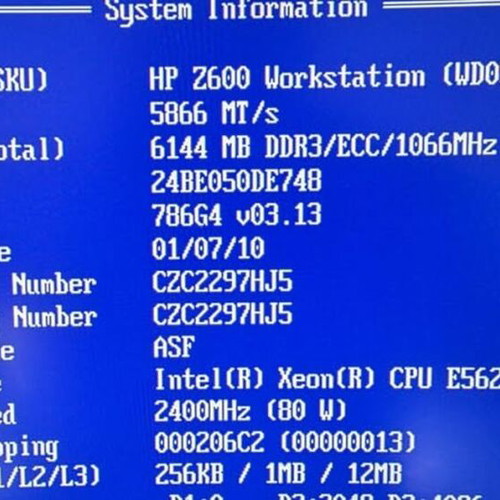 HP Server Z600 used without disks with 6GB RAM
