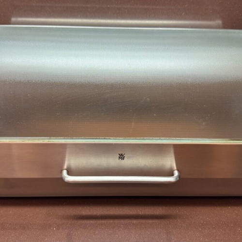 WMF Gourmet stainless steel bread box with glass cover