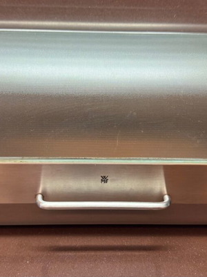 WMF Gourmet stainless steel bread box with glass cover