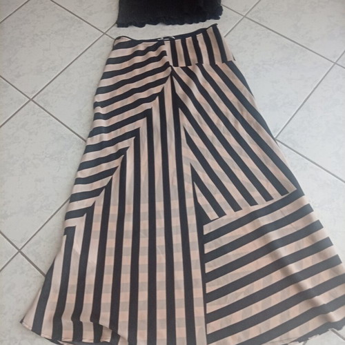 Mango satin skirt, black and beige, size S