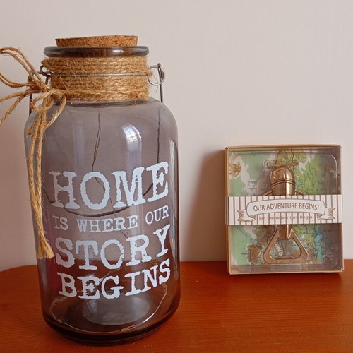 Glass jar with lights and bottle opener