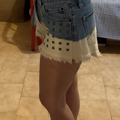 BSB denim shorts size 28 with studs, like new, dip-dye blue and beige