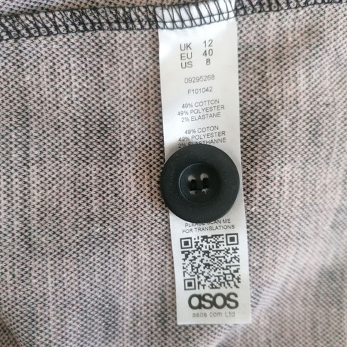 ASOS Black and White Checked Mini Dress New, Size M-L