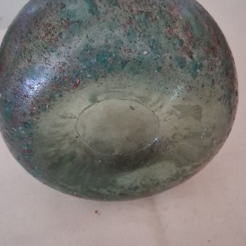 Green carafe made of natural glass vintage, like new
