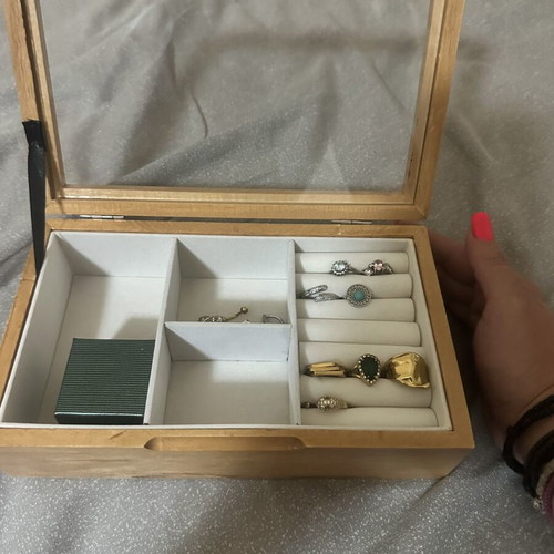 Jewelry box new, beige color