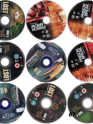 DVD pack of 9 used series Lost, Prison Break, The Birds