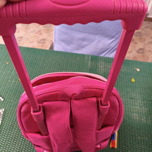 United Colors of Benetton school trolley bag, fuchsia with floral and butterfly design