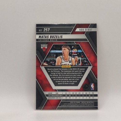 Matas Buzelis NBA Debut Card 2024-25 Panini Mosaic new