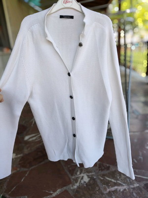 White knitted cotton cardigan like new, made in Italy