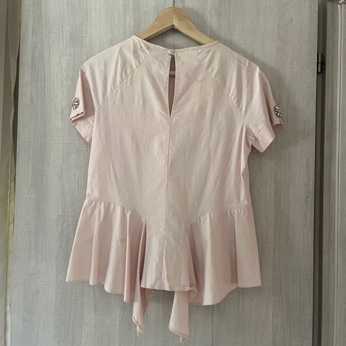 Gizia Top size M used, pink cotton with embroidered stones on sleeves
