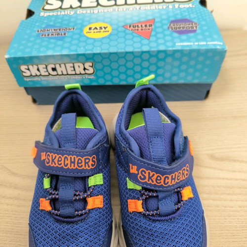 Skechers kids athletic shoes size 23 like new, blue orange
