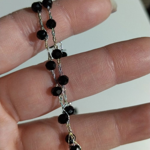 Handmade necklace with bear charm like new, black