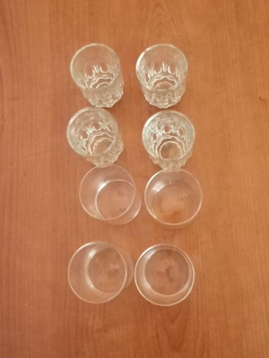 Glass shot glasses like new, set of eight small