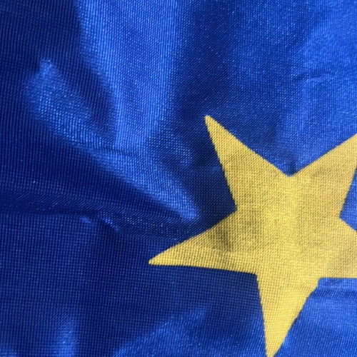 European Union flag new, Greek made with stamped stars