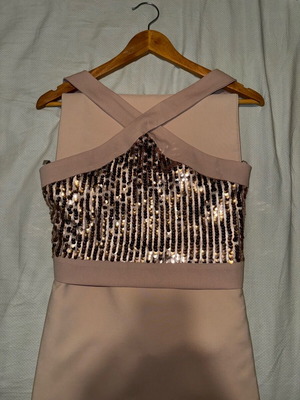 C-Throu set with rose gold sequins top and pants like new, beige